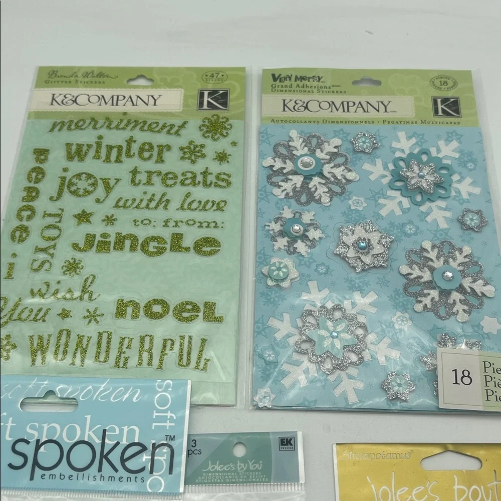 Winter Scrapbooking Supplies Snow Snowflakes Stickers Embellishments Words New